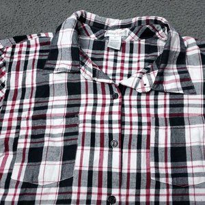 Hasting & Smith Shirt Womens Plus Size 1X  Plaid Button Long Sleeve White Red